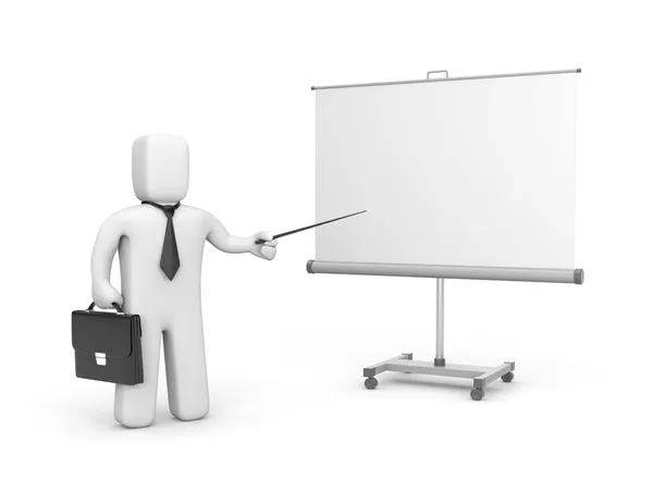 Geschäftsmann und Whiteboard — Stockfoto