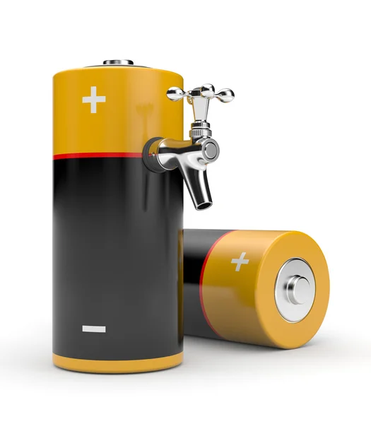 Batterie mit Wasserhahn — Stockfoto