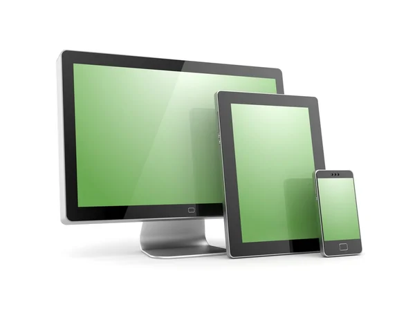 Monitor, tablet pc en mobiele telefoon — Stockfoto