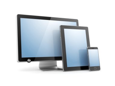 monitör, tablet bilgisayar ve cep telefonu