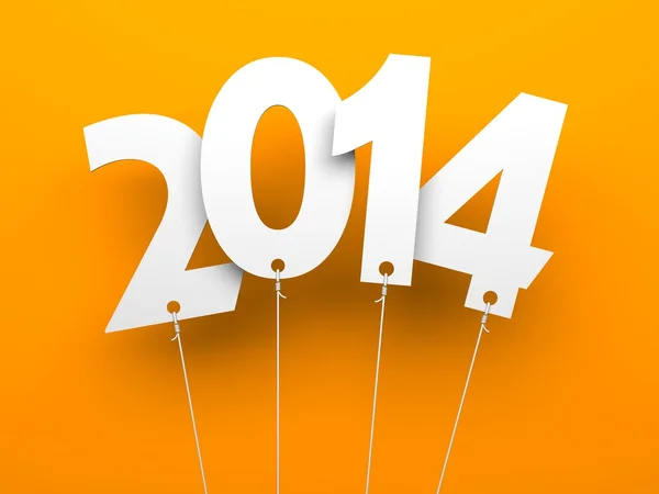 Tag bianchi con 2014 su sfondo arancione — Foto Stock