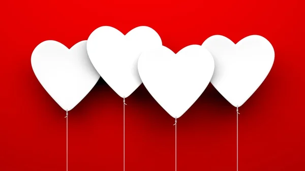 Heart Balloons on red background — Stock Photo, Image