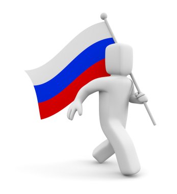 Rus bayrağı ile 3D kişi