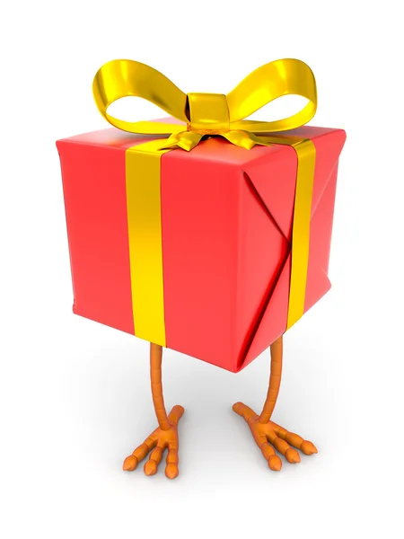 Gift box with chicken leg — Stock Photo, Image