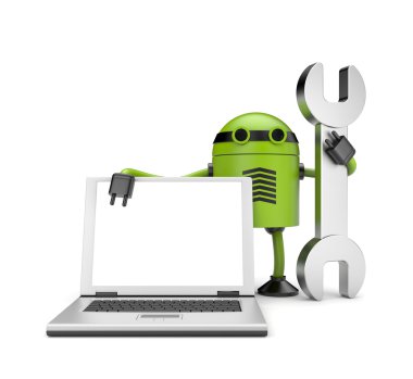 Not Defteri ile robot. bilgisayar tamir