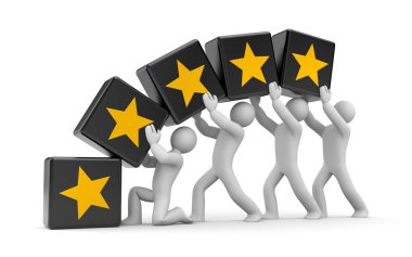 5 altın yıldız. ekip çalışması metafor