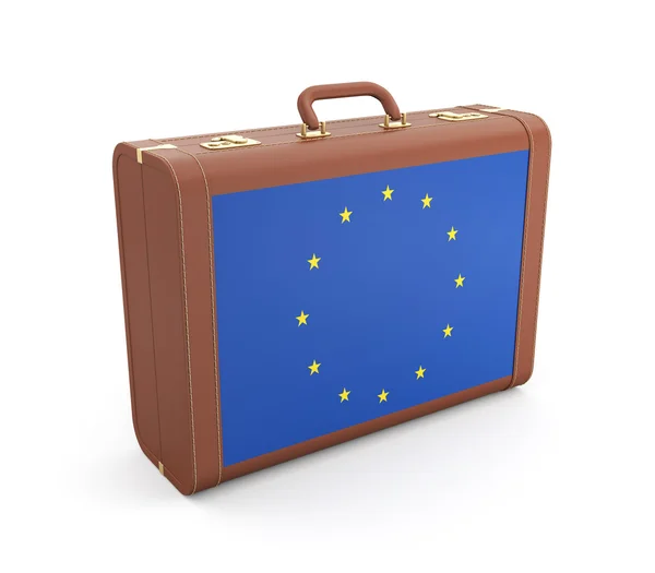 Suitcase with Europe flag — Stock Photo, Image