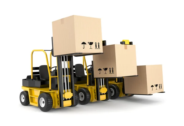 Forklift and cardboard boxes — Stock Photo, Image