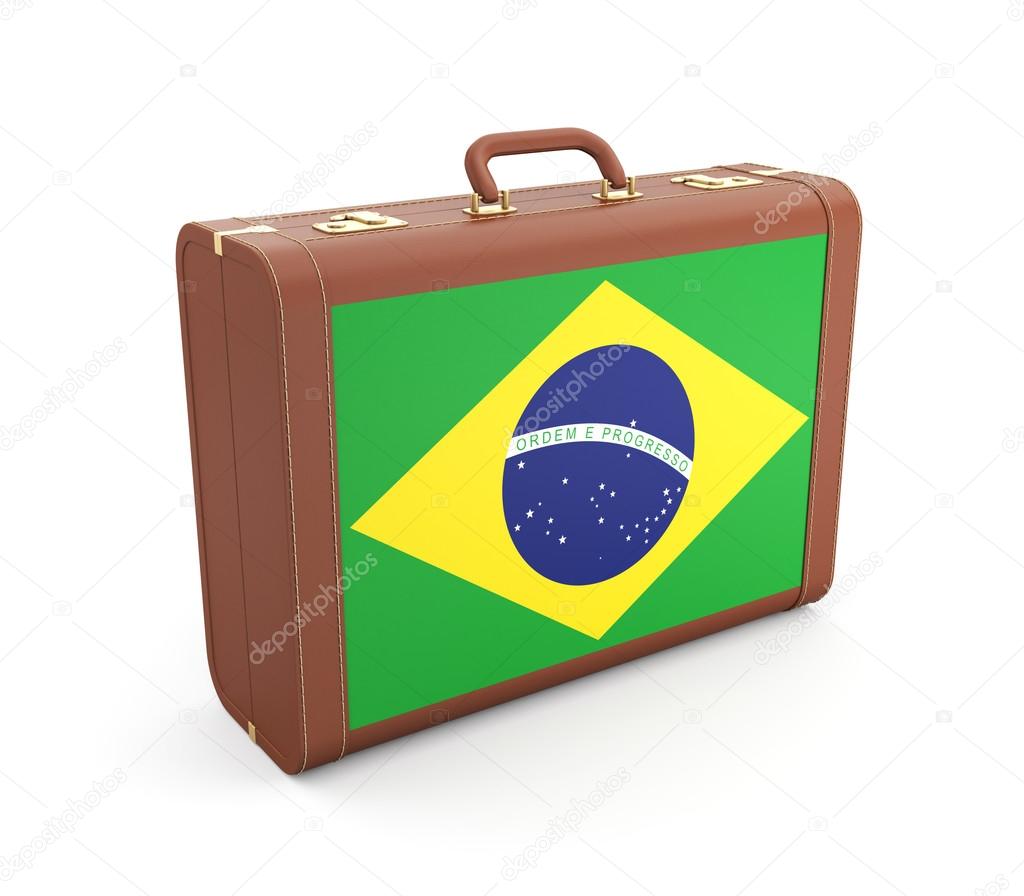 Suitcase with Brasil flag