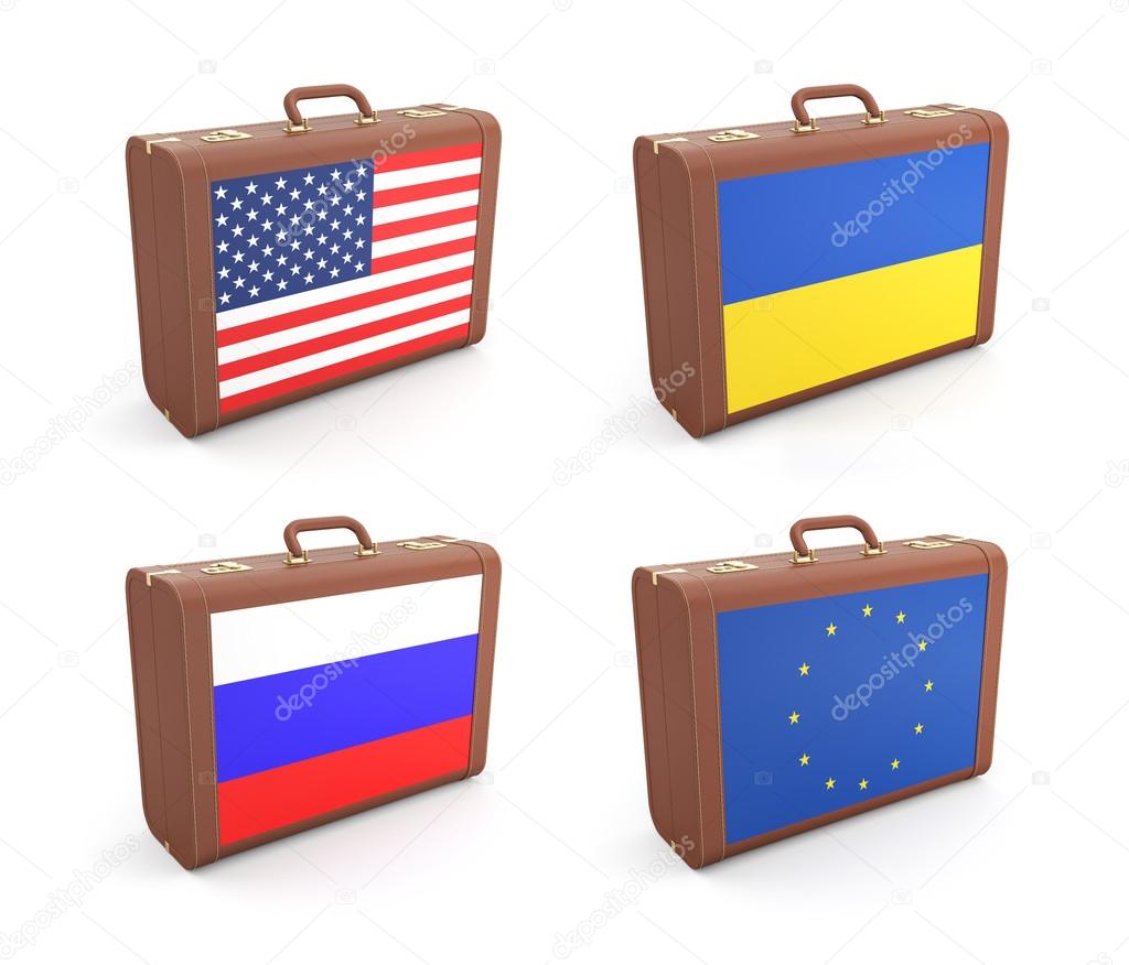 Suitcases with flags