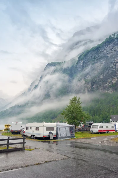 Campsite on the Geiranger fjord — Stock Photo, Image