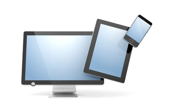 Monitor, de computer en de telefoon — Stockfoto