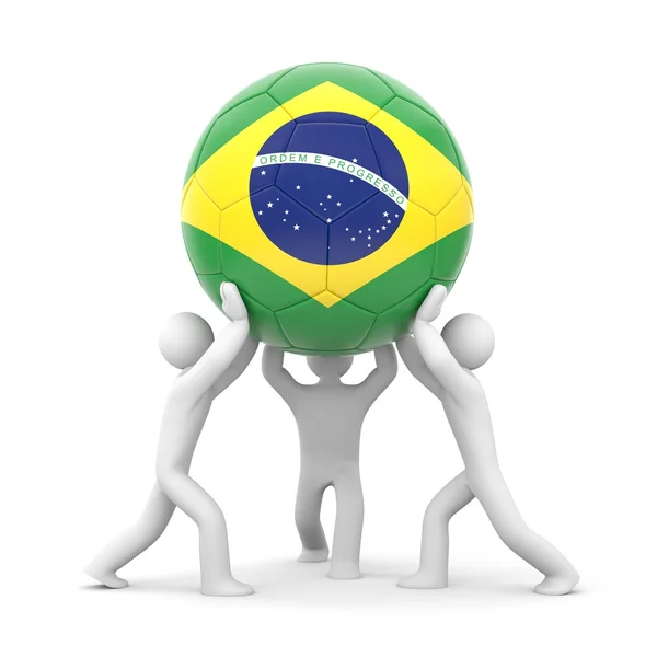 Спортивная концепция. Мяч с бразильским флагом — стоковое фото