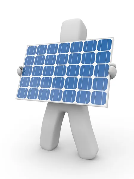 Person hold solar panel — Stock Photo, Image