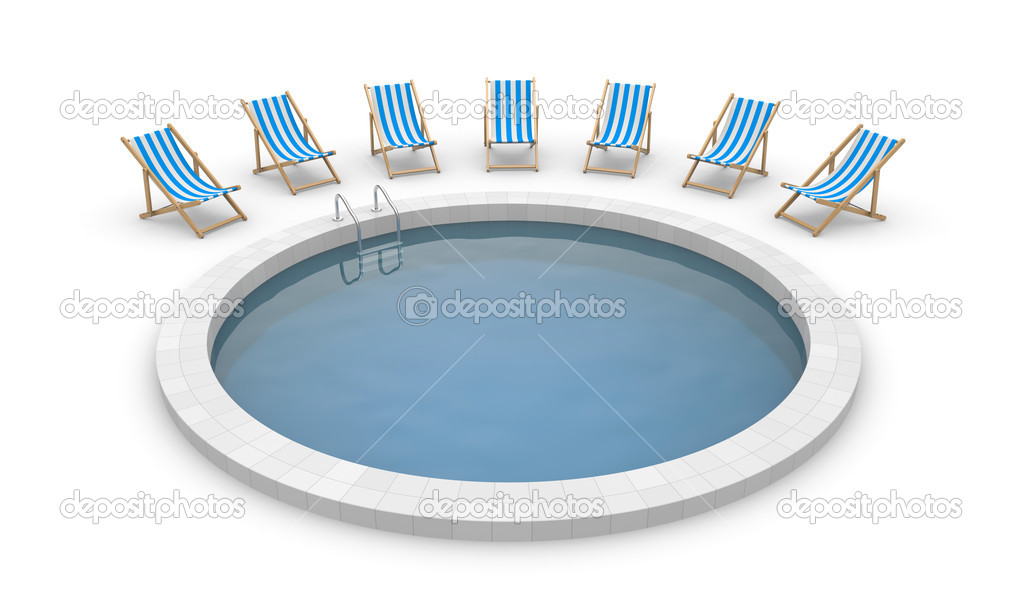 Swimming pool and deck chairs