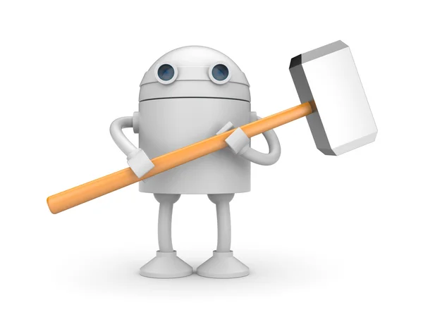 Robot with hammer — Stock Photo, Image