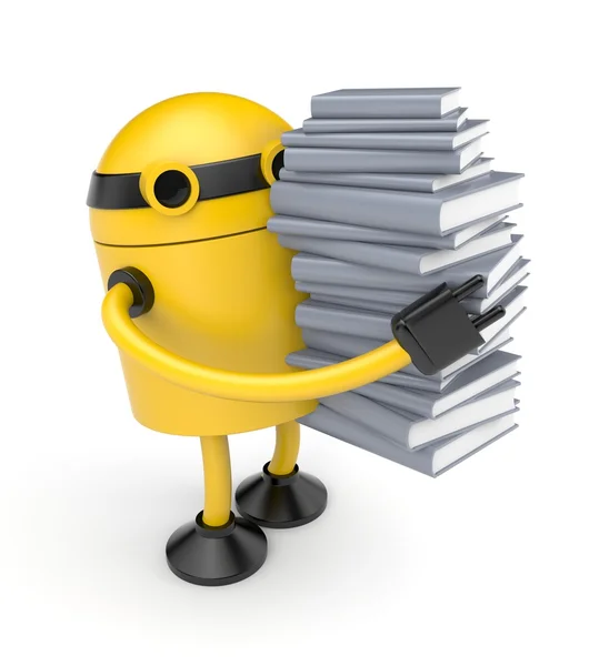 Robot with books — Stock Photo, Image