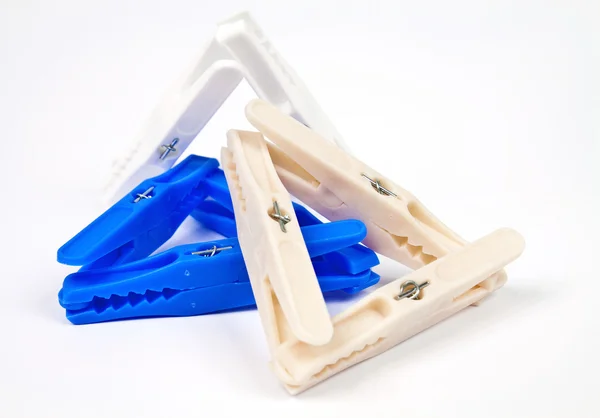 Plastic clothes pegs — Stock Photo, Image