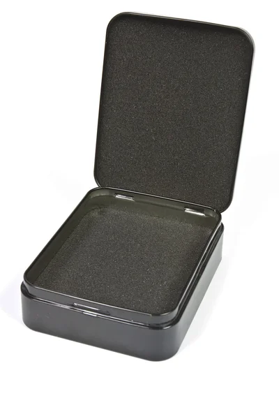 Otwórz czarne metalowe pudełko — Zdjęcie stockowe