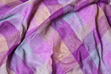 sarı - mor ve mavi kareli kumaş Tekstil