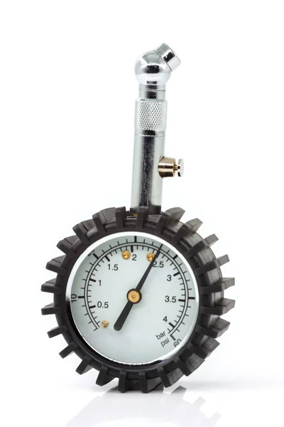 Manómetro Analógico Para Medir Presión Los Neumáticos Automóviles Motocicletas Bicicletas — Foto de Stock