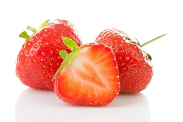 Couple of fresh strawberries in closeup — Stock Photo, Image