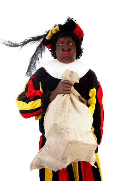 Zwarte piet (svart pete) typiska holländska karaktär — Stockfoto