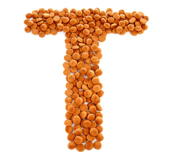 Gember noten, pepernoten, in de vorm van de letter t — Stockfoto