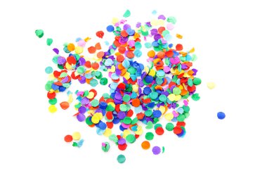 colorful confetti over white background clipart