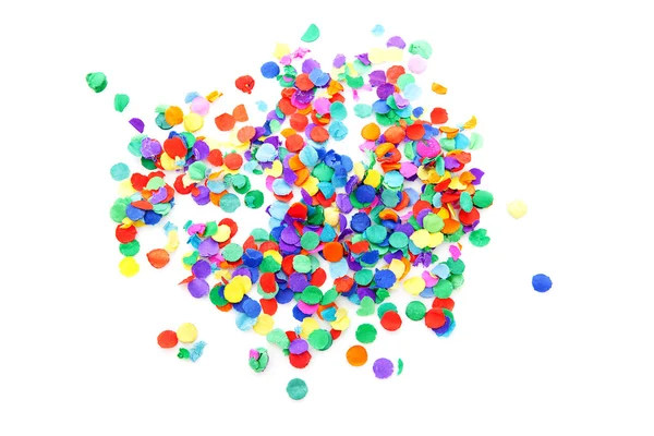 Kleurrijke confetti op witte achtergrond — Stockfoto