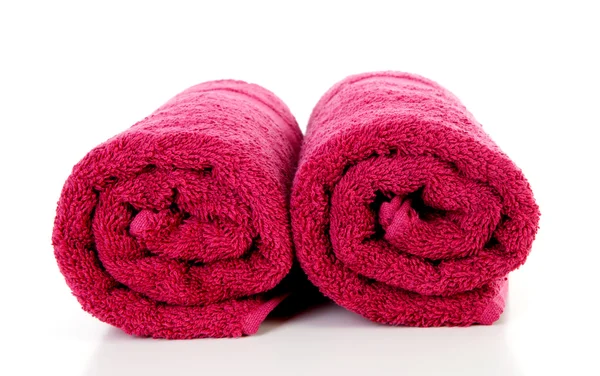 Duas toalhas vermelhas enroladas — Fotografia de Stock