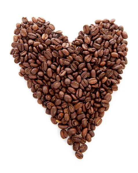 Forma de corazón hecha de granos de café — Foto de Stock