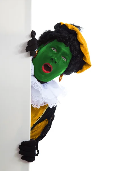 Groene zwarte piet (zwarte pete) typisch Nederlandse karakter — Stockfoto