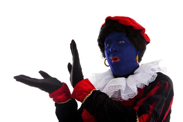 Blue piet ( black pete) jest on typical Dutch character — Stock Photo, Image