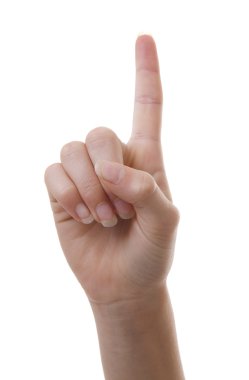 Beyaz adam üzerinde 1 numaralı açık işaret parmağı ile sayma el