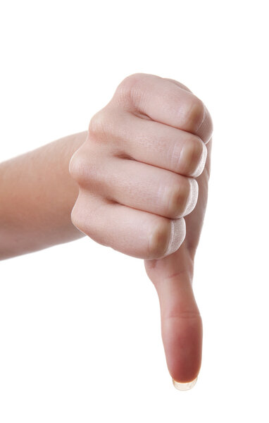Рука с большим пальцем на белом фоне

