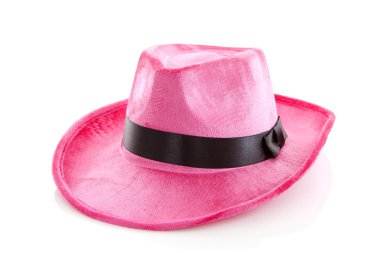 Beyaz arka plan üzerinde pembe şapka