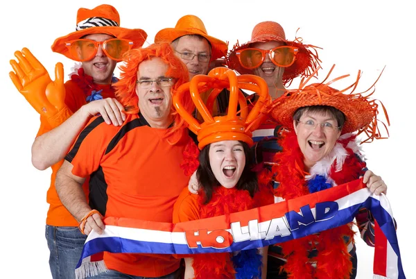 Group of Dutch soccer fans over white background Stock Image