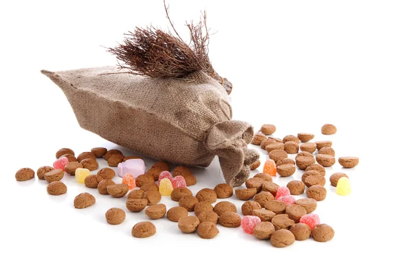 Jute bag with ginger nuts — Stok fotoğraf