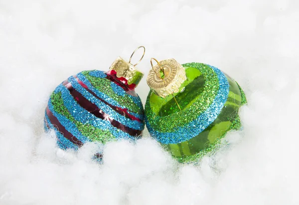 Colorful glitter Christmas balls over white background Stock Image