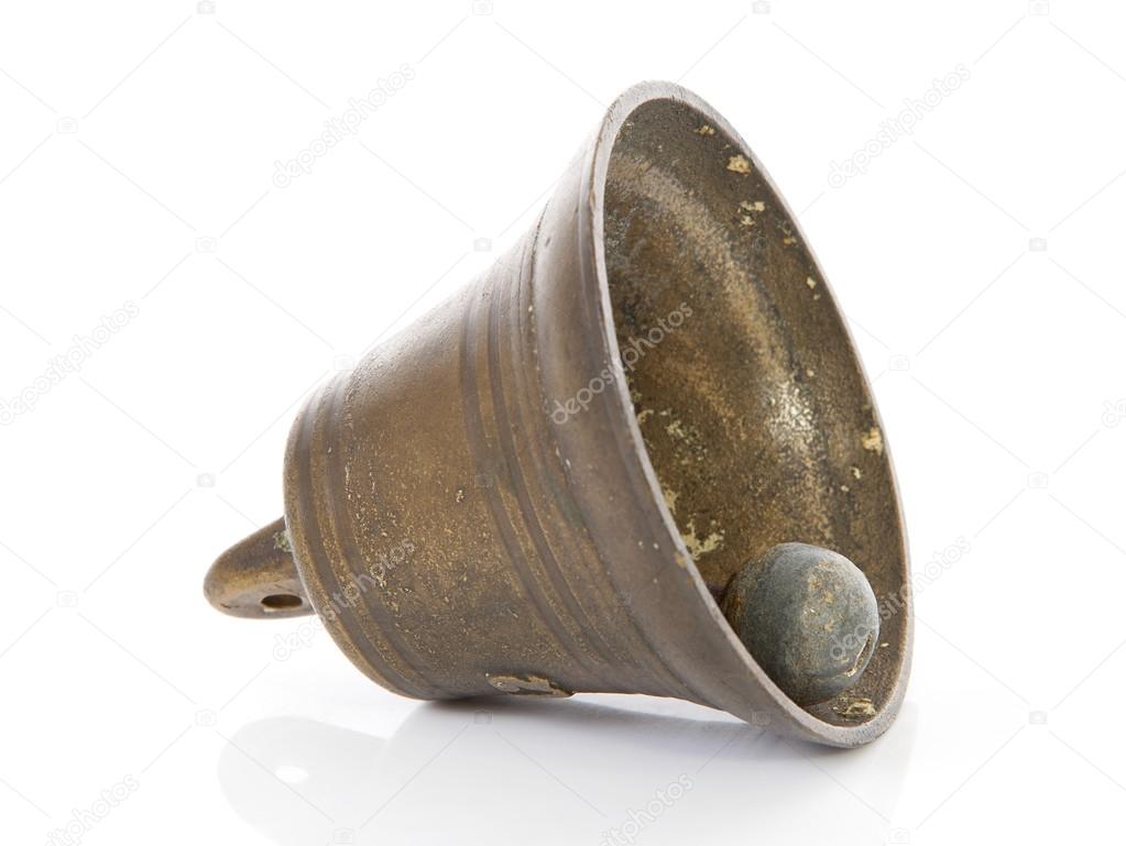 Old bronze bell isolated on white background