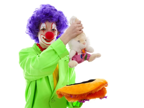 Child dressed as funny clown — Stock Photo, Image