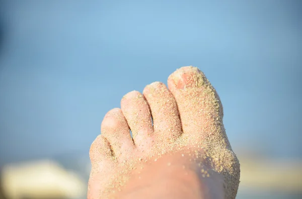 Womans foot with sand