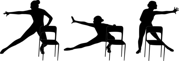 Kobieta taniec z krzesła sylwetka wektor — Wektor stockowy