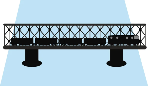 Bron och tåg silhuett vektor — Stock vektor