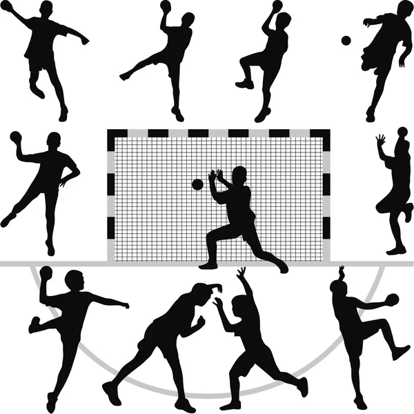 Handball-Silhouettenvektor — Stockvektor