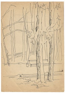 Vintage park çizim kroki