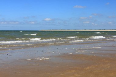 Hollanda 'daki kumlu plajları beyaz kaplamalı dalgalar basıyor.