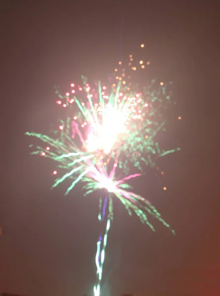 Fireworks Display New Year Eve Night Lit Night Sky — Stock Photo, Image