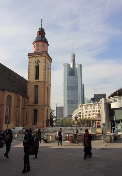 Frankfurt Oktober 2016 Die Wolkenkratzer Des Bankenviertels — Stockfoto